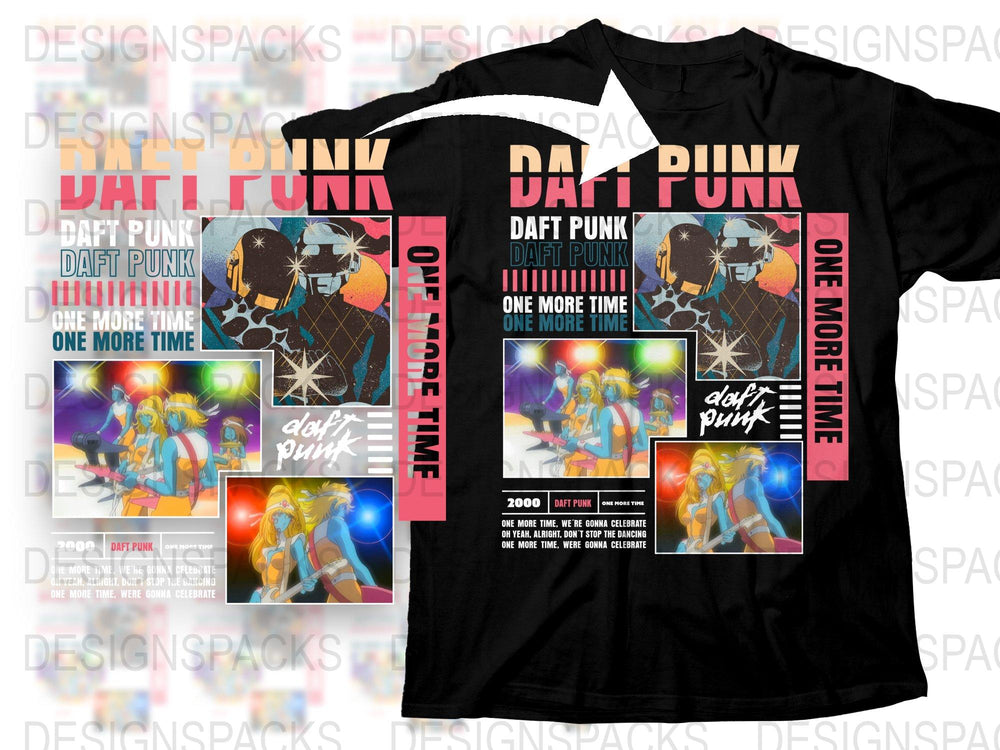 Daft Punk Band T-Shirt 'One More Time' Retro Music Tee Unisex Graphic Shirt 2000s Nostalgia Pop Culture Merch