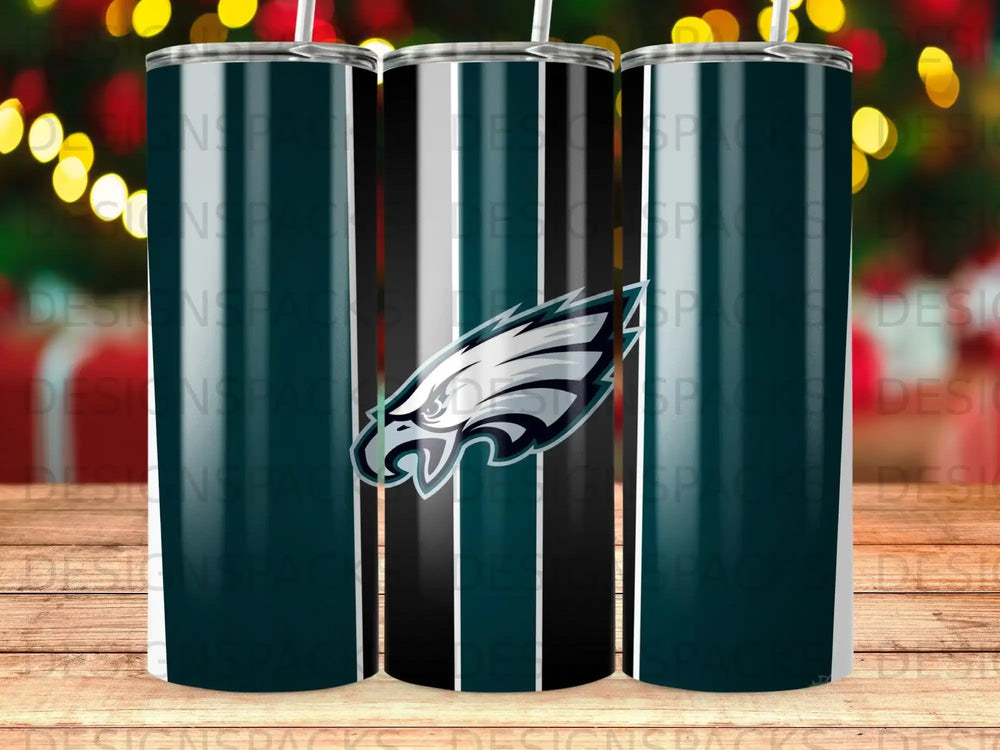 Dark Green Black White Stripe Eagles Logo Tumbler product type