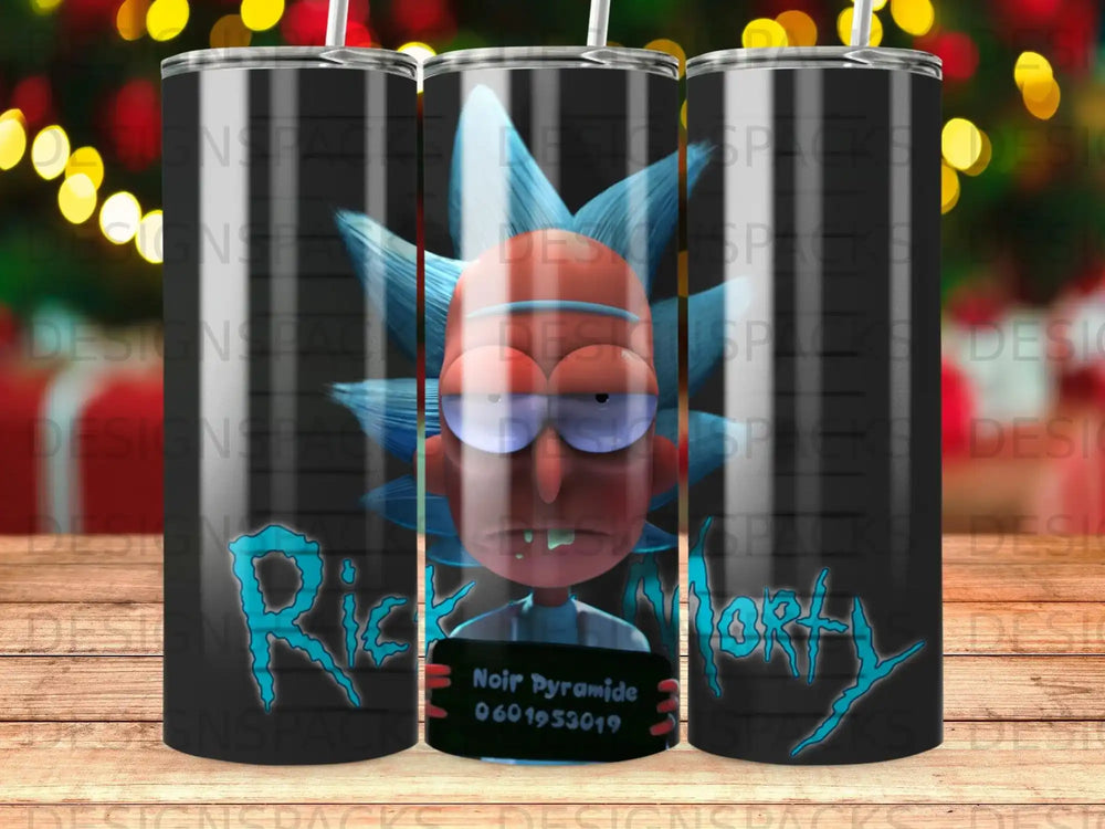 Rick Sanchez from Rick and Morty on a black tumbler with text.
