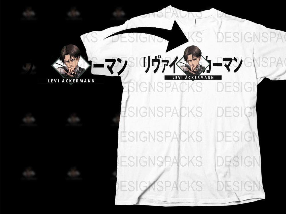 Levi Ackermann Anime T-Shirt, Attack on Titan Graphic Tee, Unisex Manga Shirt, Japanese Text Design, Fan Gift