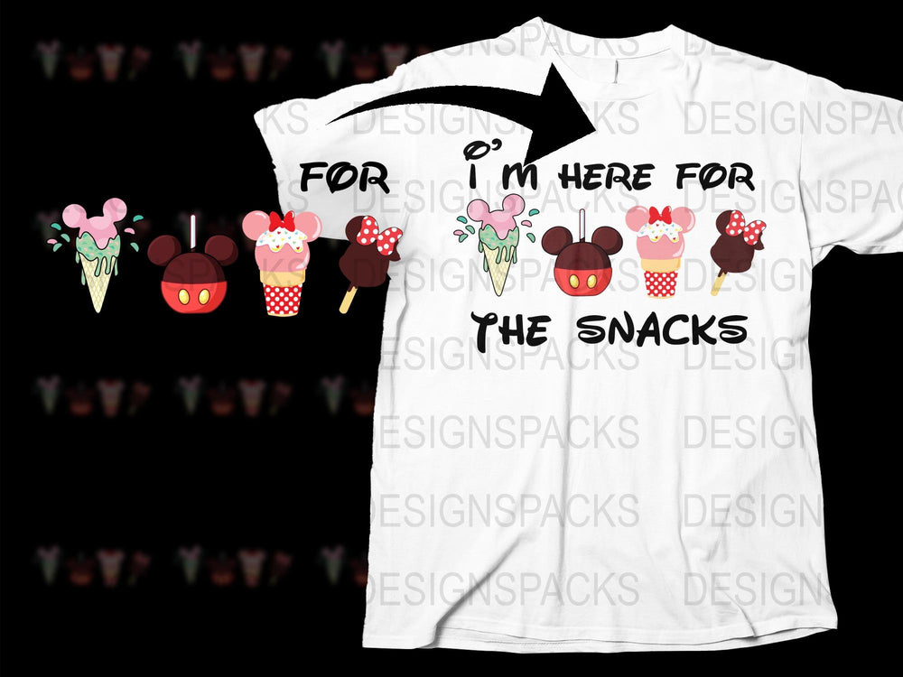 Disney Snacks T-Shirt, I'm Here for the Snacks, Cute Mickey Inspired Food Tees, Family Vacation Shirts, Theme Park Apparel