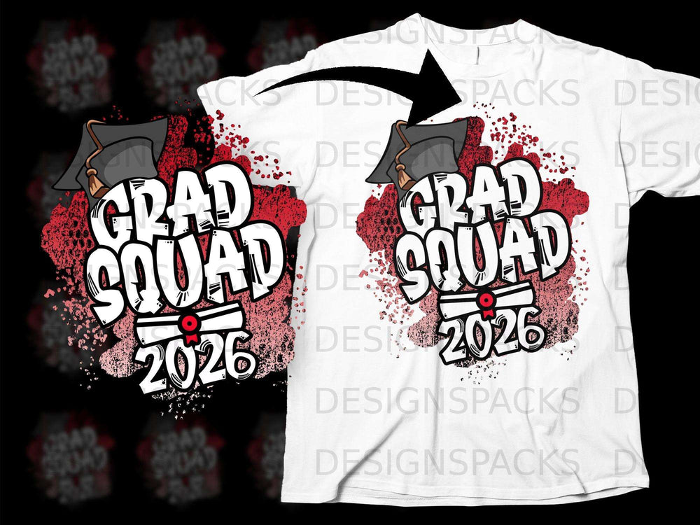 Grad Squad 2026 graphic with graduation cap and rolled diploma.