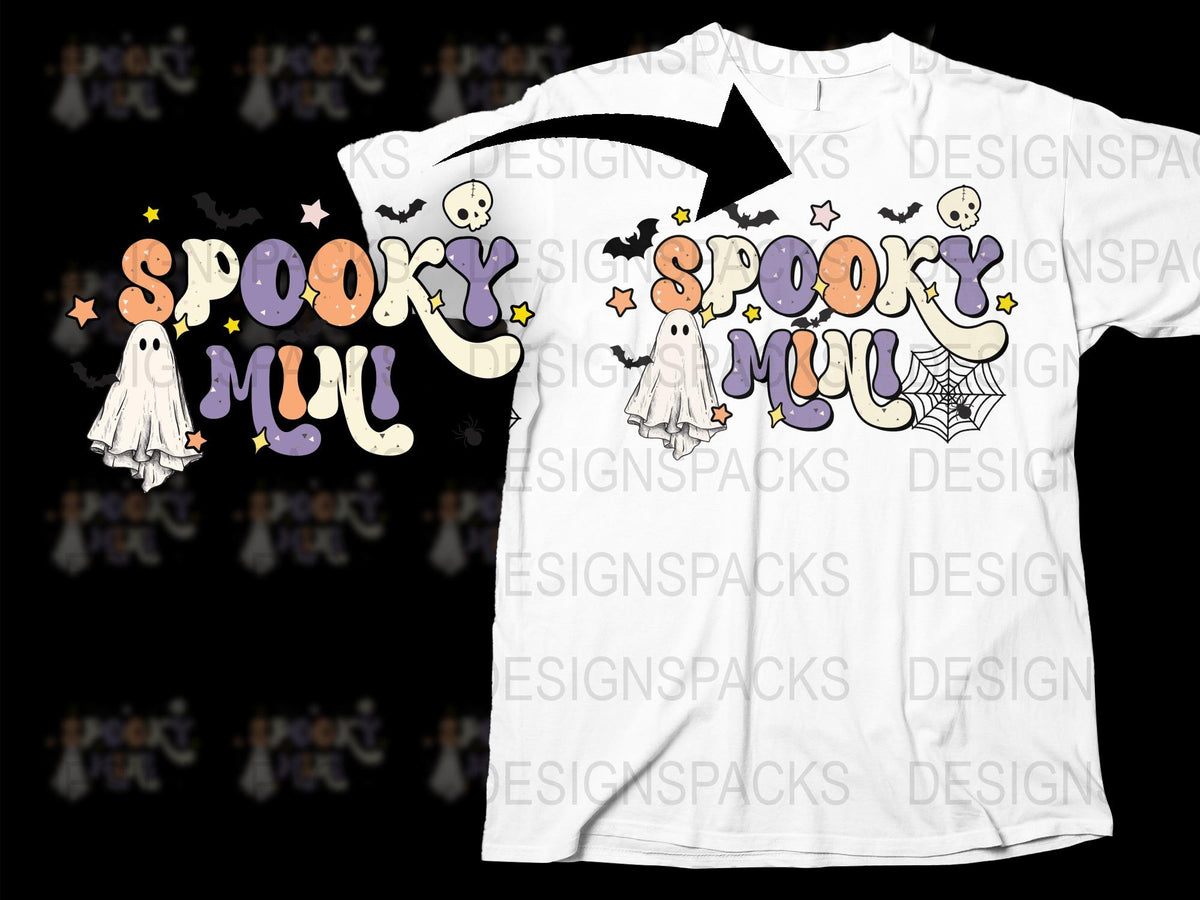Spooky Multi Halloween Ghosts and Bats T-Shirt, Cute October Apparel, Graphic Tee for Parties