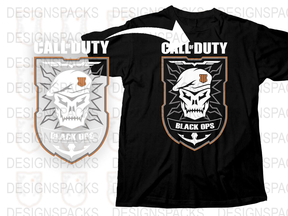 Call of Duty Black Ops T-Shirt, Skull Logo Graphic Tee, Men's Gaming Apparel