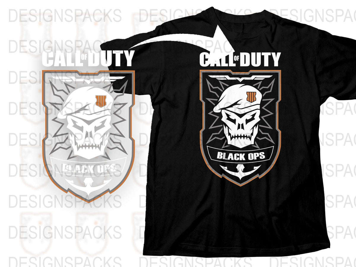 Call of Duty Black Ops T-Shirt, Skull Logo Graphic Tee, Men's Gaming Apparel