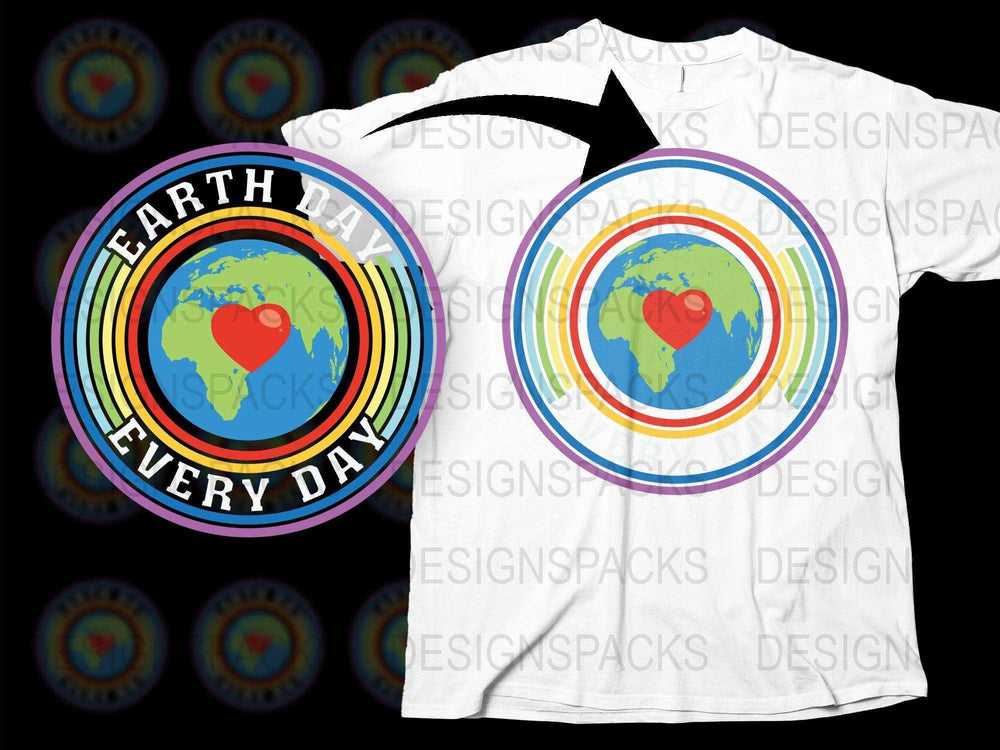 Earth Day Every Day T-Shirt, Colorful World Map, Eco-Friendly Tee, Unisex Environmental Shirt