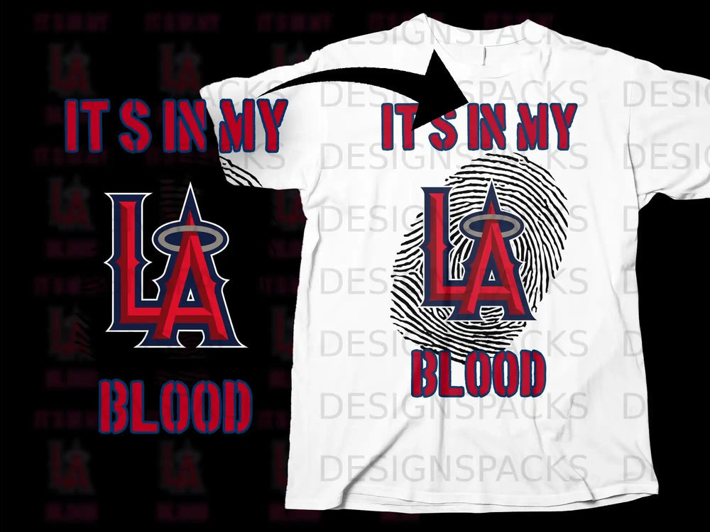 ITS IN MY LA BLOOD Fingerprint Baseball Tee Shirt