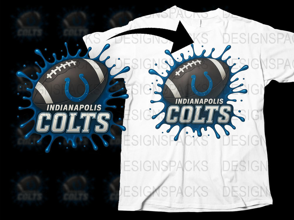 Indianapolis Colts Themed T-Shirt, NFL Football Splash Design, Sports Fan Apparel, Unisex White Tee