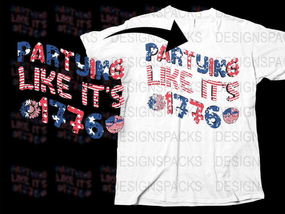 Patriotic T-Shirt, Partying Like It's 1776, Independence Day Apparel, USA Flag Design Tee, July 4th Celebration Outfit