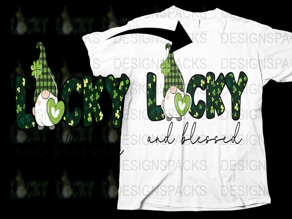 Lucky and Blessed T-Shirt, St. Patrick's Day Shirt, Green Clover Print, Casual Graphic Tee, Holiday Fashion Top, Unisex Clothing