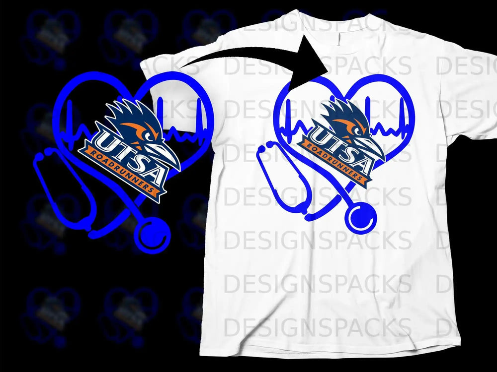 UTSA Roadrunners Heartbeat Stethoscope Graphic T-shirt