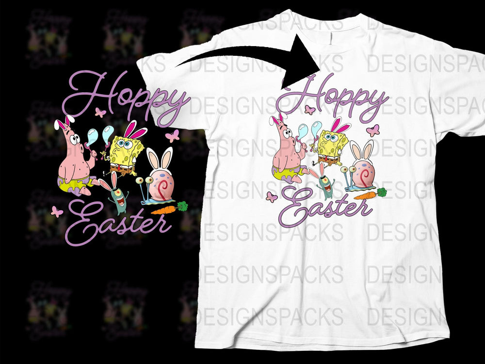 Happy Easter T-Shirt, Cute Bunny Graphic Tee, Spring Holiday Fashion, Fun Kids and Adult Sizes