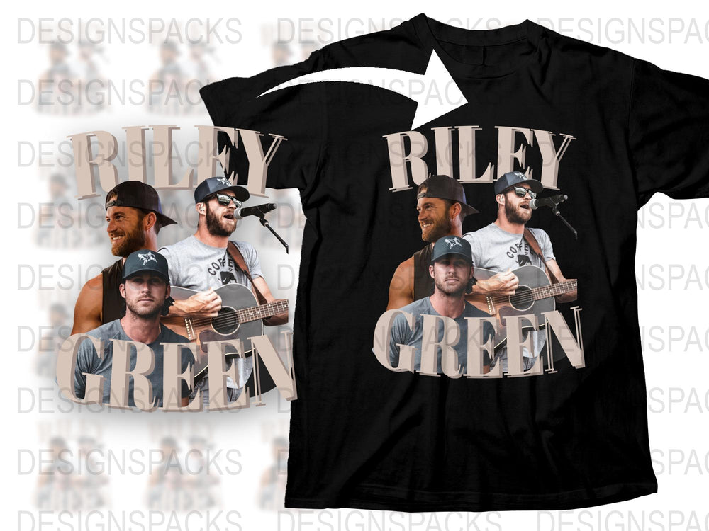 Riley Green Photo Collage T-Shirt, Country Music Artist Graphic Tee, Fan Merchandise, Casual Apparel