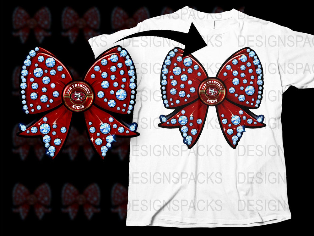 San Francisco 49ers Inspired Bow Hair Clip, Red and Blue Sports Team Accessory, Sparkly Football Fan Gear, Unique Handmade Gift