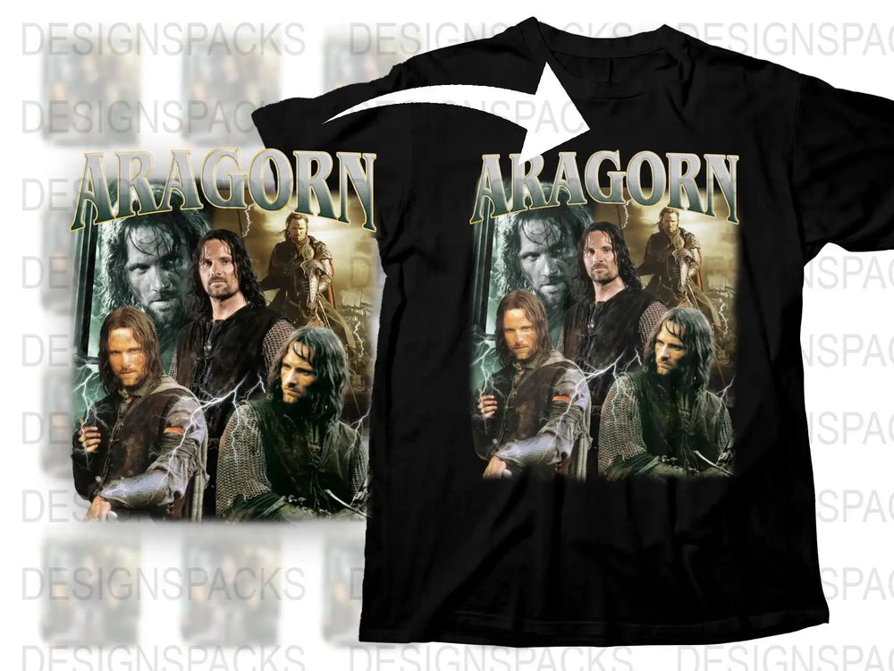 Aragorn Graphic Tee, Lord of the Rings Inspired Movie Shirt, Vintage Style Fantasy Film T-Shirt