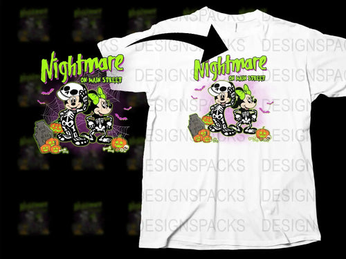 Nightmare on Main Street Halloween T-Shirt, Funny Skeleton Graphic, Unisex Tee