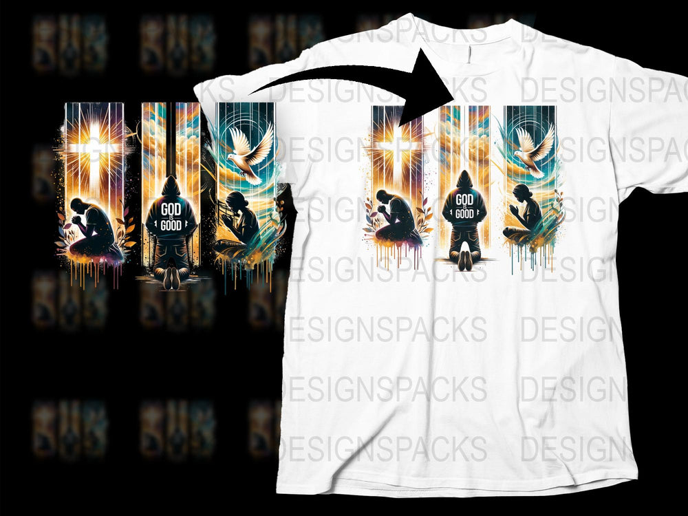 Urban Streetwear T-Shirt God is Good, Men's Fashion Tee, Graphic Angel Print, Casual Stylish Top