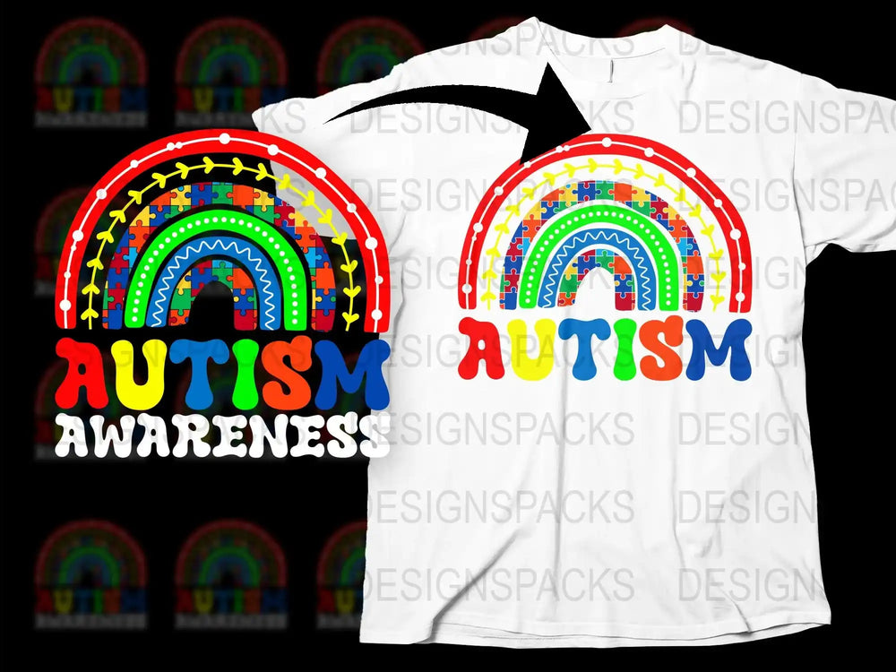 Autism Awareness T-Shirt Colorful Rainbow Graphic Unisex Tee Support Inclusivity Merch