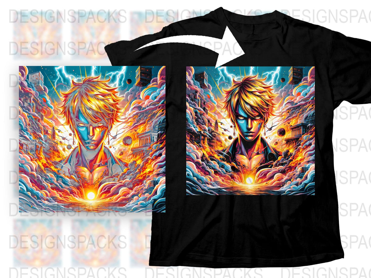 Anime Inspired Graphic T-Shirt, Colorful Fantasy Print, Vibrant Unisex Tee, Fashion Streetwear, Unique Manga Art Shirt Design