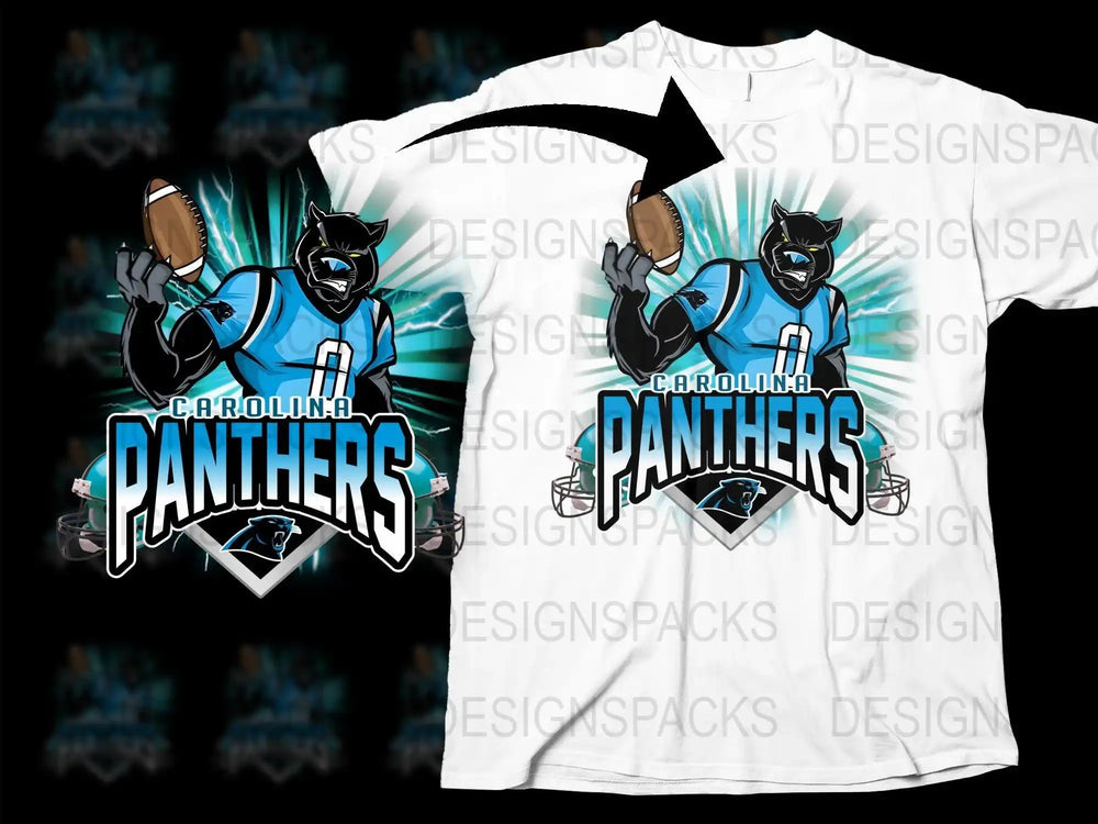 Carolina Panthers football mascot design on white t-shirt, print-ready SVG/PNG for DTF DTG