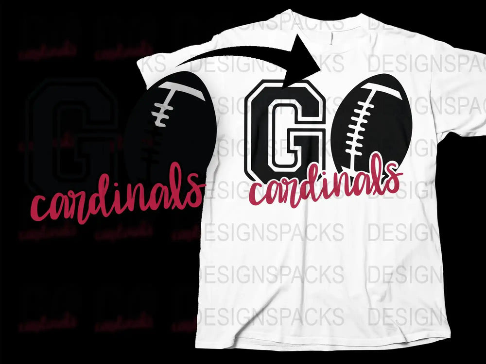 Cardinals Football T-Shirt, Sports Team Fan Gear, White Graphic Tee, Casual Athletic Apparel
