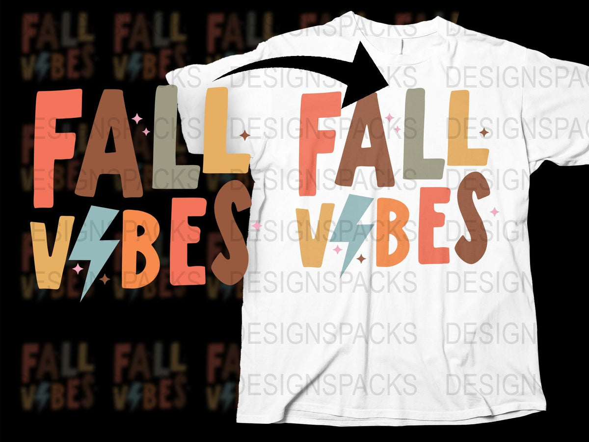 Fall Vibes T-Shirt, Colorful Autumn Season Tee, Unisex Graphic T-Shirt Designs