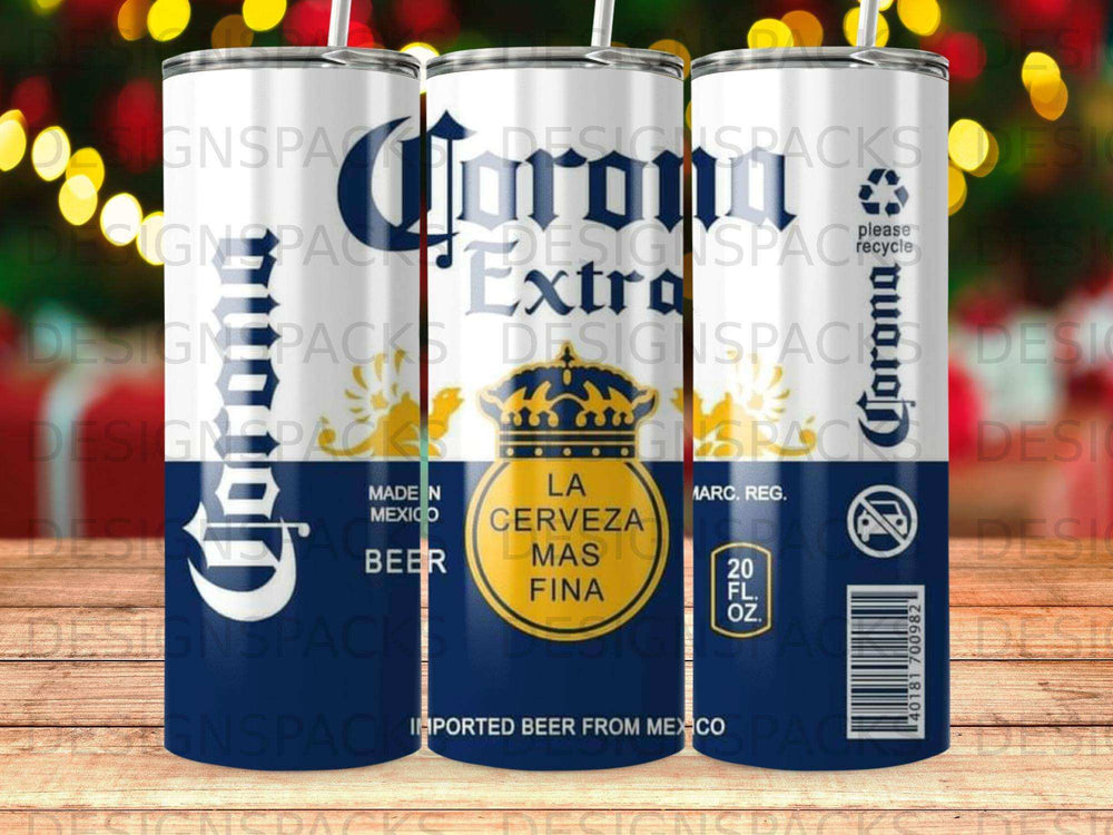 Corona Extra beer can with "Please Recycle" and twenty ounce size.