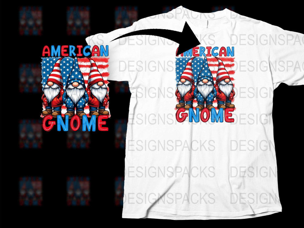 American Gnome T-Shirt, Patriotic Tee, USA Flag, Fourth of July Apparel, Unisex Adult Clothing