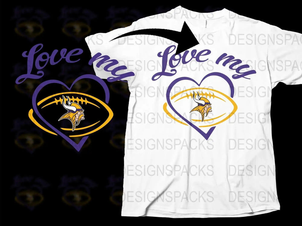 Love My Team T-Shirt, Sports Heart Design, Customizable Colors, Football Fan Apparel, Unisex Fit