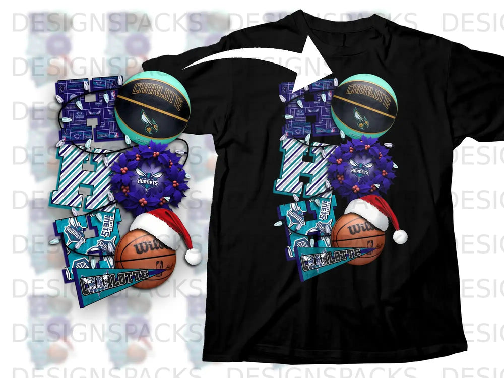 Charlotte Basketball Holiday Collage T-Shirt