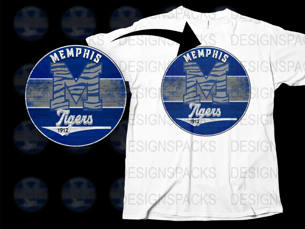 Vintage Memphis Tigers T-Shirt 1912 Graphic Tee, Distressed College Logo, Retro Style Sports Shirt for Fans