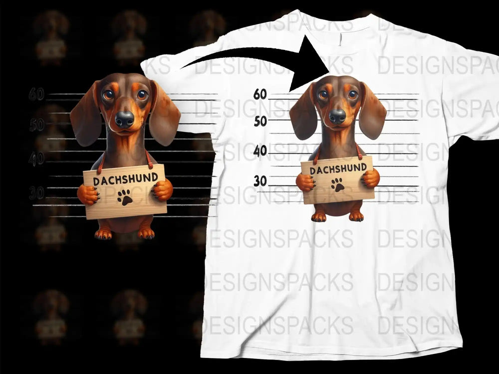 Cute Dachshund T-Shirt, Funny Dog Lover Gift, Cartoon Wiener Dog Graphic Tee, Unisex Adult Clothing
