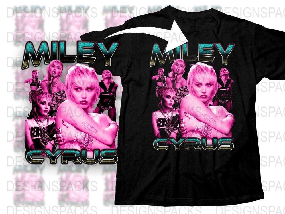 Miley Cyrus Graphic T-Shirt, Pop Star Vintage Tee, Retro Music Fan Apparel, Bold Celebrity Merchandise