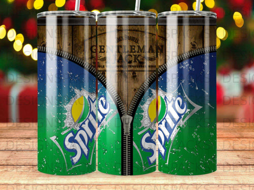 Zippered tumbler design featuring Jack Daniel's Gentleman Jack and Sprite logos.