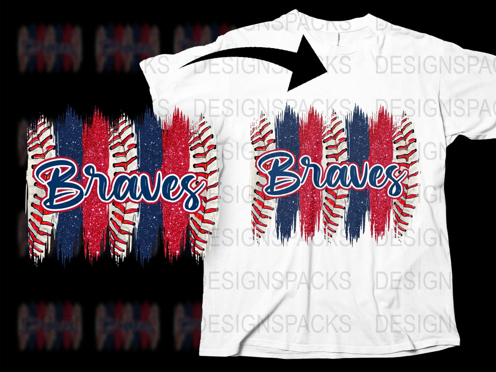 Braves Baseball T-Shirt, Distressed Americana Style, Red White Blue, Sports Fan Apparel, Unisex Tee
