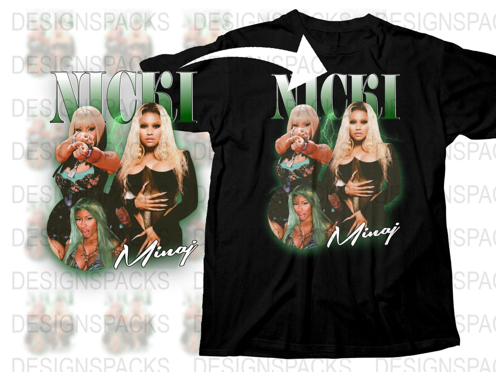 Nicki Minaj Graphic T-Shirt, Hip Hop Music Fan Tee, Black Cotton Shirt, Multiple Poses Design, Unisex Fashion Top