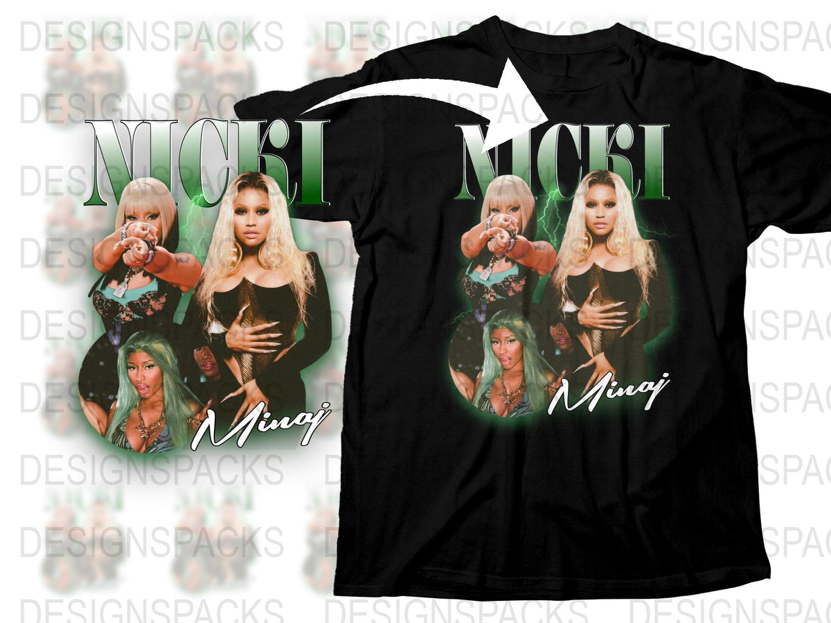 Nicki Minaj Graphic T-Shirt, Hip Hop Music Fan Tee, Black Cotton Shirt, Multiple Poses Design, Unisex Fashion Top