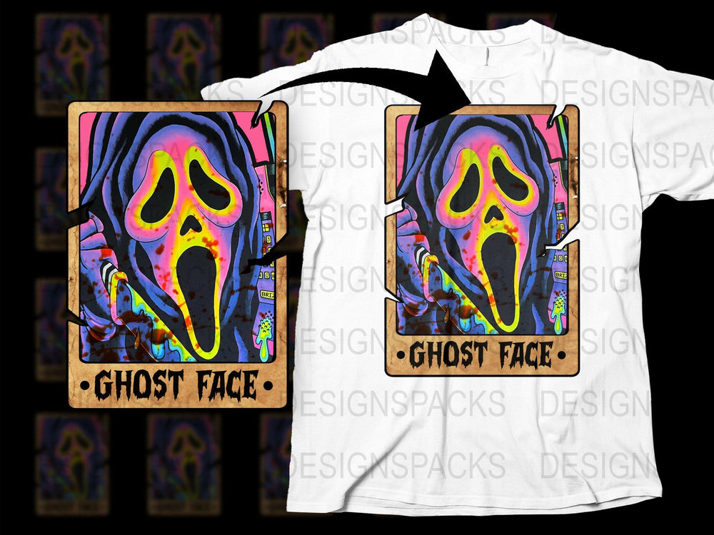 Colorful Ghost Face T-Shirt, Neon Skull Graphic Tee, Urban Streetwear, Hip Hop Fashion, Unisex Clothing for Adults and Teens