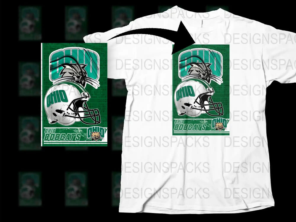 Ohio Bobcats Football T-Shirt, College Team Graphic Tee, Sports Fan Apparel, White Cotton Shirt