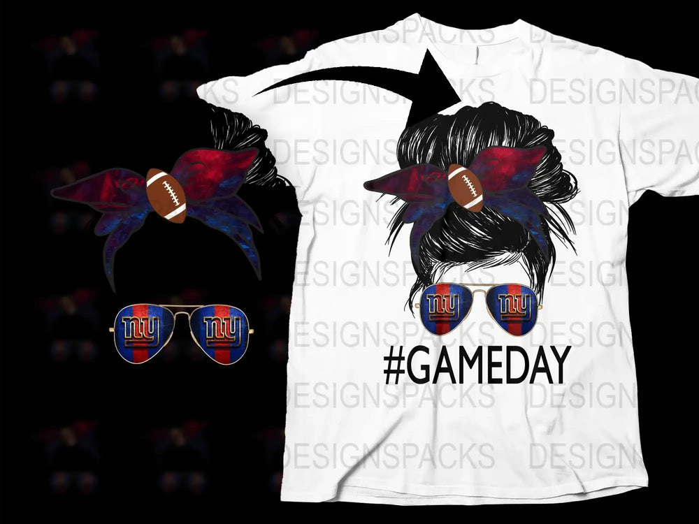 Game Day Football T-Shirt, New York Team Fan Apparel, Sports Graphic Tee, Women's Fashion Top