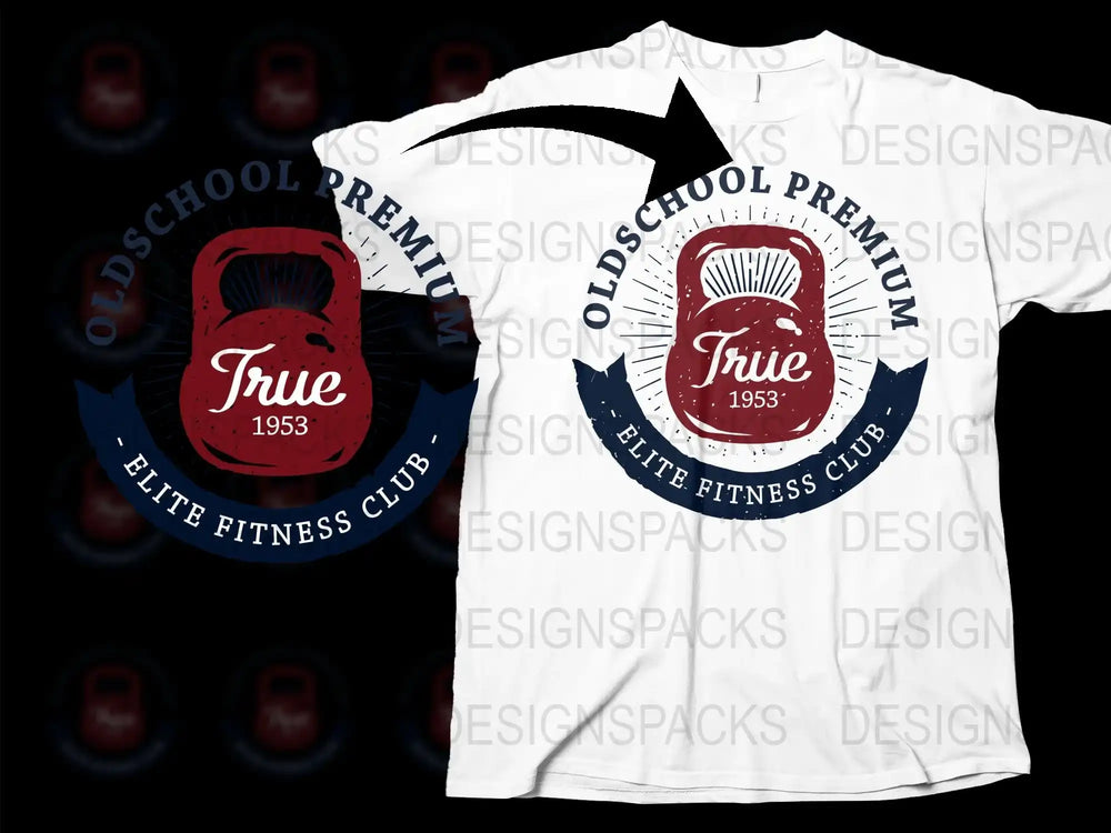 Vintage True 1953 Fitness Club T-Shirt, Retro Gym Enthusiast Graphic Tee, Oldschool Premium Design White Shirt