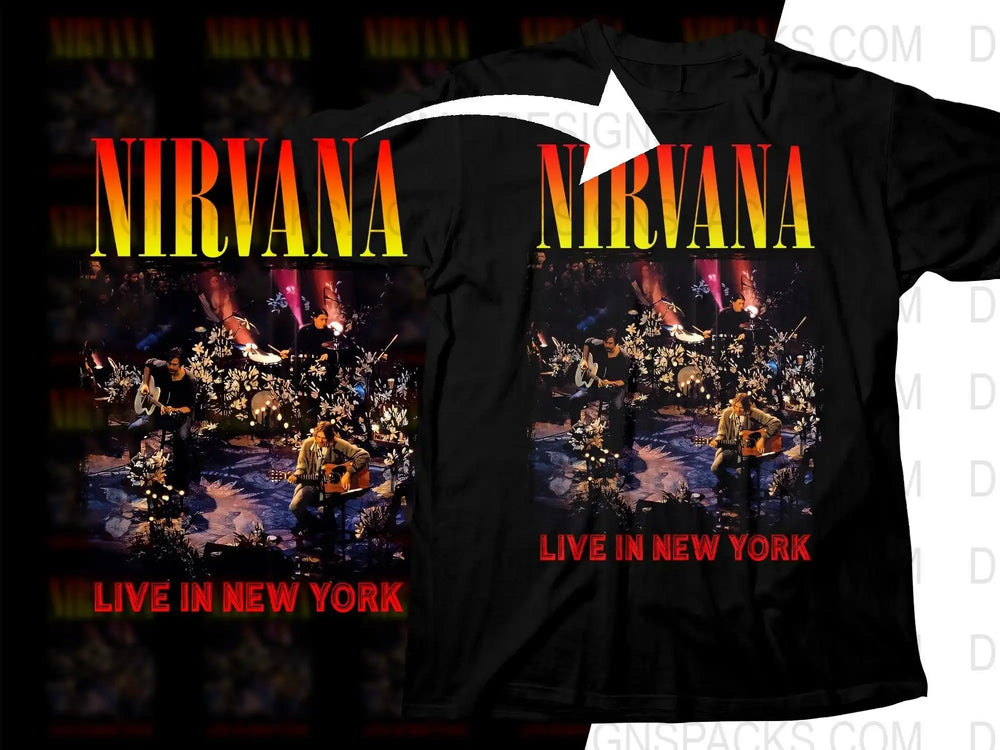 Nirvana Live in New York concert t-shirt design, print-ready PNG for DTF/DTG, band merch
