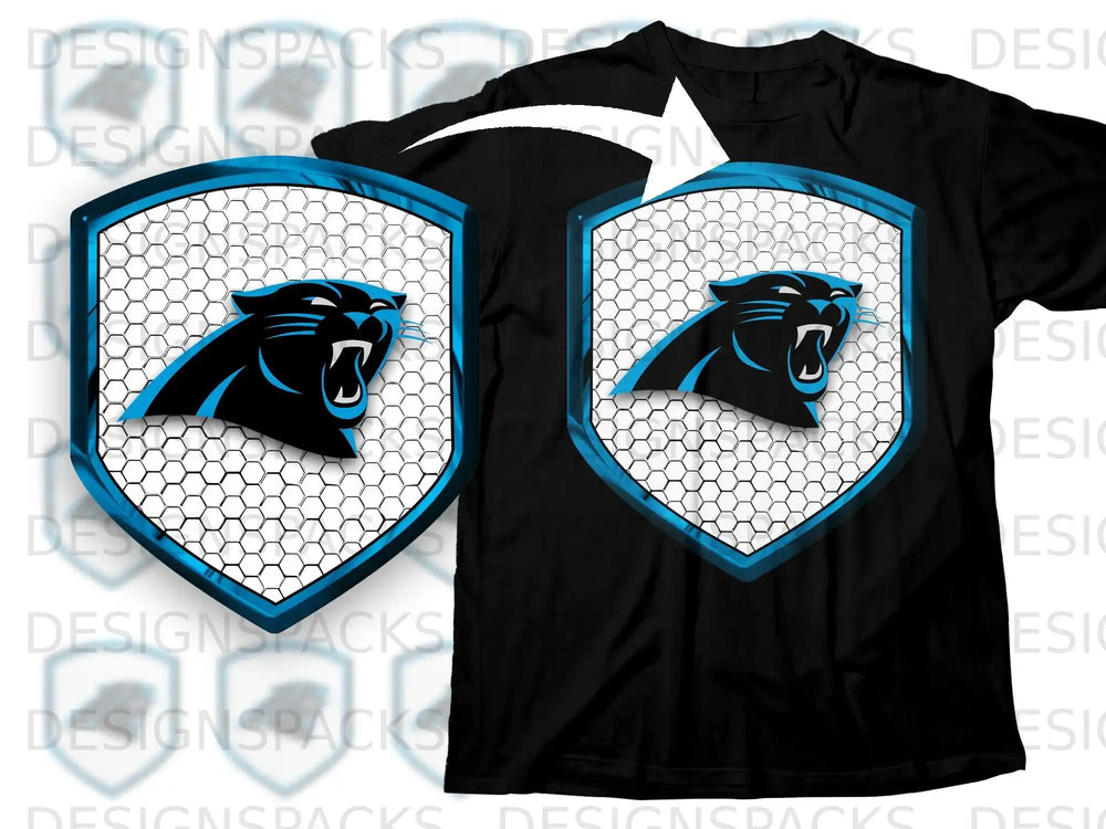Roaring Panther Emblem on Hexagon Mesh Design Shirt