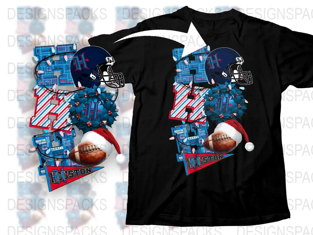 Houston Football T-Shirt, Patriotic Helmet Design, American Flag, Sports Fan Apparel, Gift for Football Lovers, Teen Boys Fashion