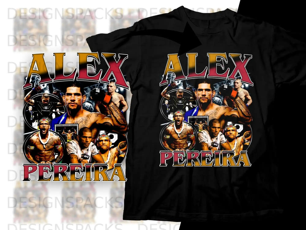 Alex Pereira UFC graphic tee with fighter photos and text.