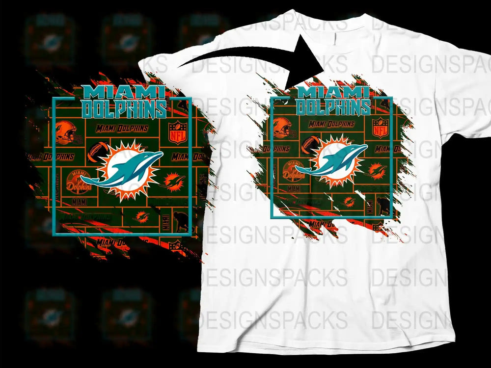 Miami Dolphins T-Shirt Vintage Retro Style NFL Team Logo Graphic Tee Unisex Football Shirt