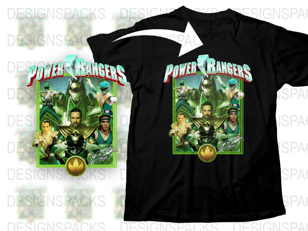 Power Rangers Graphic T-Shirt, Vintage Style Superhero Tee, Unisex Adult Clothing, Black Cotton Shirt