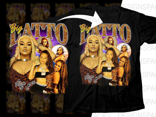 Big Latto glitter text t-shirt design with group photo, print-ready for DTF DTG, instant download