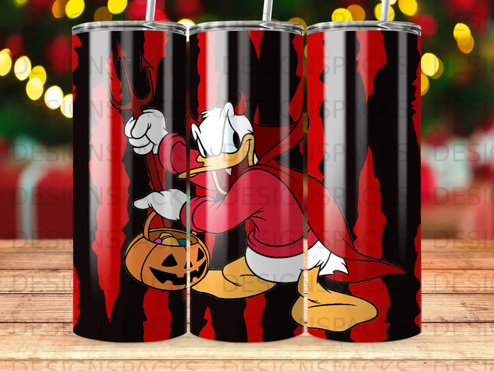 Donald Duck Devil Halloween Pumpkin Basket Spooky Tumbler