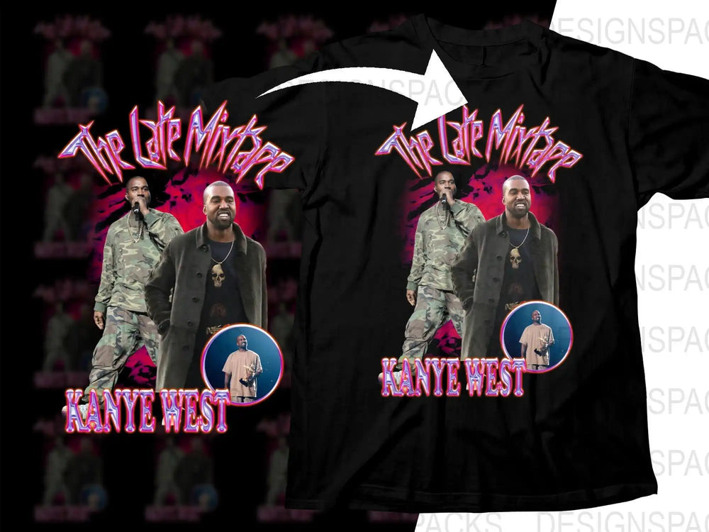 Kanye West 'The Late Mixtape' t-shirt design with vibrant graphics and print-ready artwork